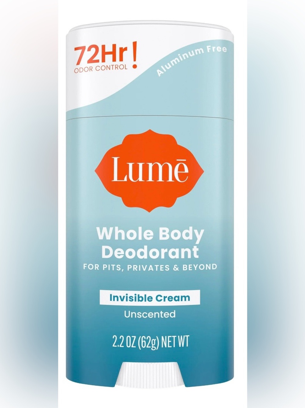 NEW Lume Whole Body Deodorant Solid Stick Unscented 2.2 oz Sealed